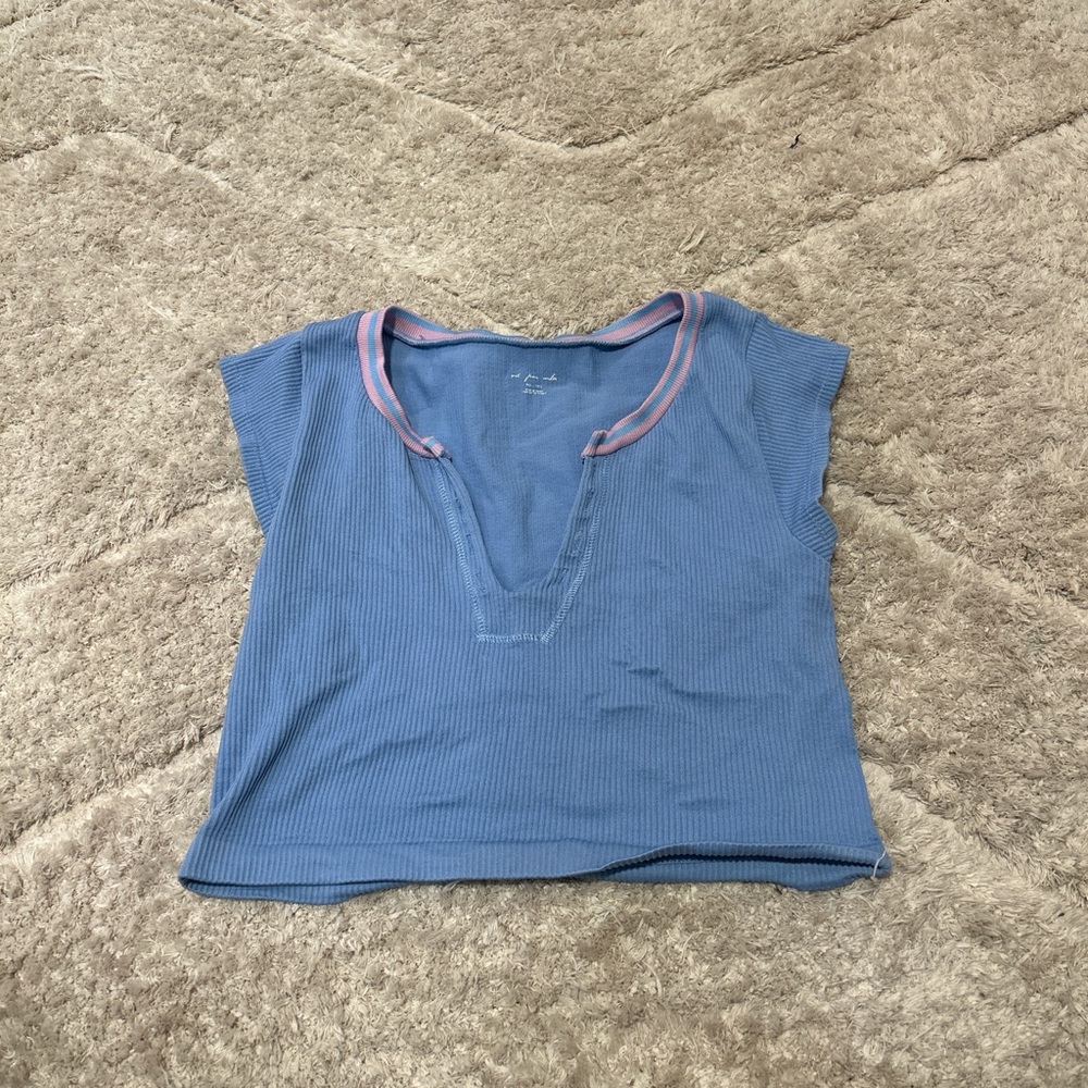Urban Outfitters Blue and Pink Short Sleeve Tee